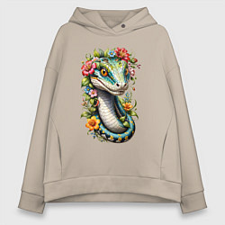 Толстовка оверсайз женская Символ 2025 года, цвет: миндальный