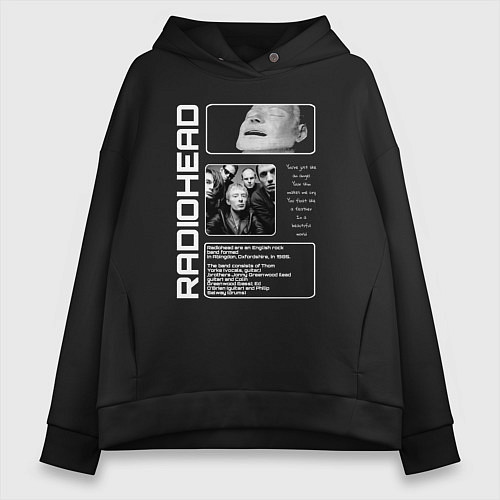 Женское худи оверсайз Radiohead are an english rock / Черный – фото 1