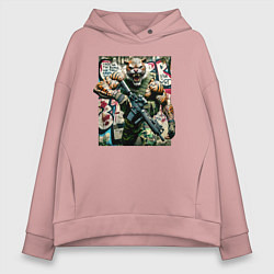 Толстовка оверсайз женская Cool tiger - special forces, цвет: пыльно-розовый