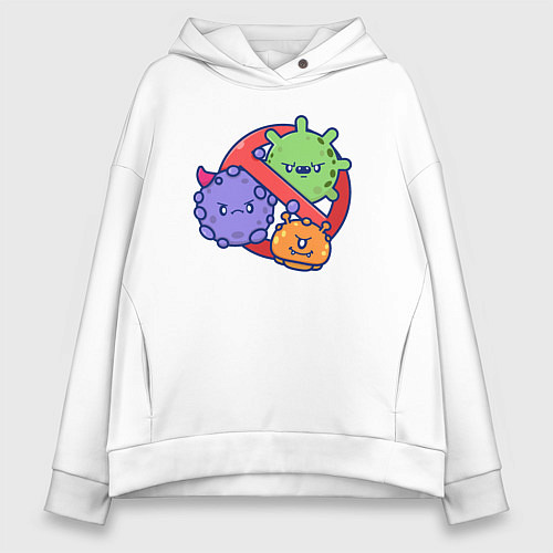 Женское худи оверсайз Нет вирусам / Белый – фото 1