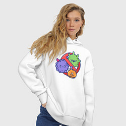 Толстовка оверсайз женская Нет вирусам, цвет: белый — фото 2