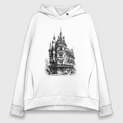 Толстовка оверсайз женская Старинный дом, цвет: белый