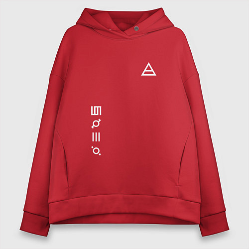 Женское худи оверсайз Глифы и логотип 30 Seconds to Mars / Красный – фото 1