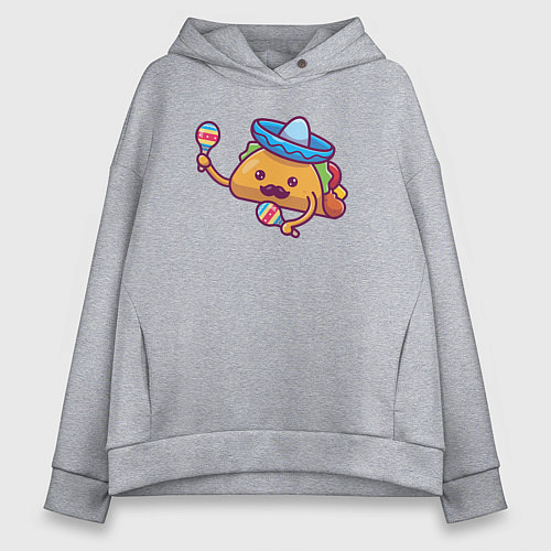 Женское худи оверсайз Мексиканский такос / Меланж – фото 1