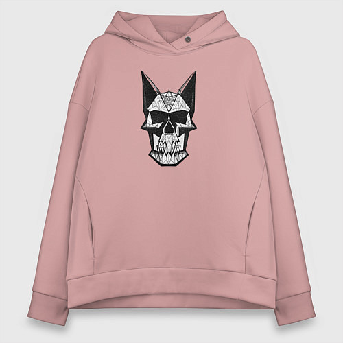 Женское худи оверсайз Skull symbol / Пыльно-розовый – фото 1