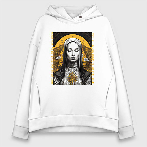 Женское худи оверсайз Монахиня в молитве / Белый – фото 1