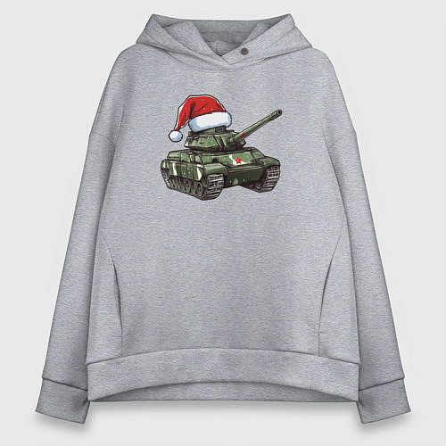 Женское худи оверсайз Новогодний танк / Меланж – фото 1