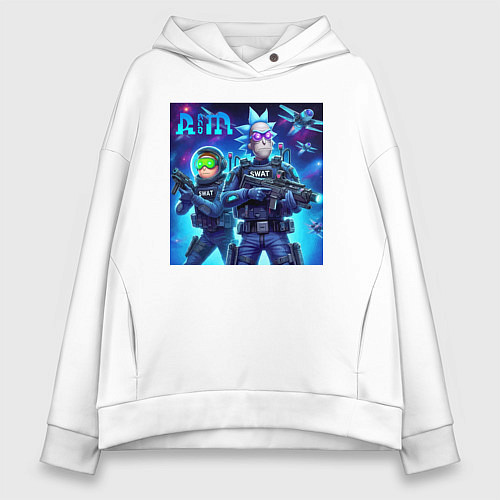 Женское худи оверсайз Rick and Morty - cosmic special forces / Белый – фото 1