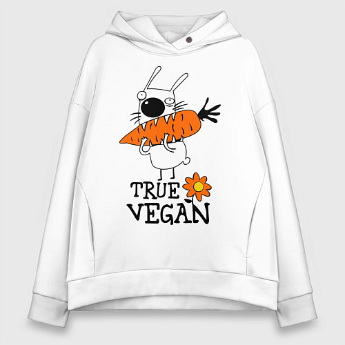 Женское худи оверсайз True vegan (истинный веган) / Белый – фото 1