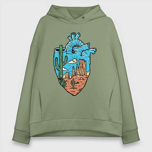 Женское худи оверсайз Сердце пустыни / Авокадо – фото 1