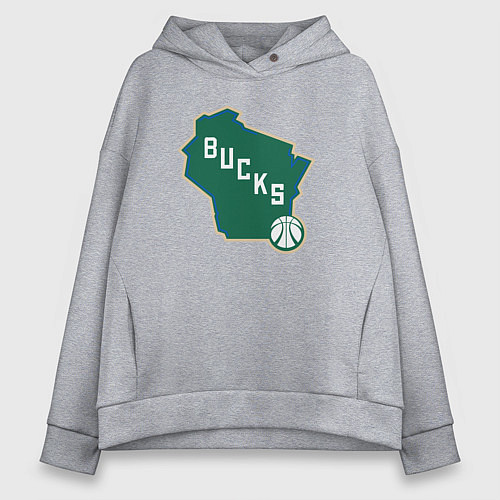 Женское худи оверсайз Bucks team / Меланж – фото 1