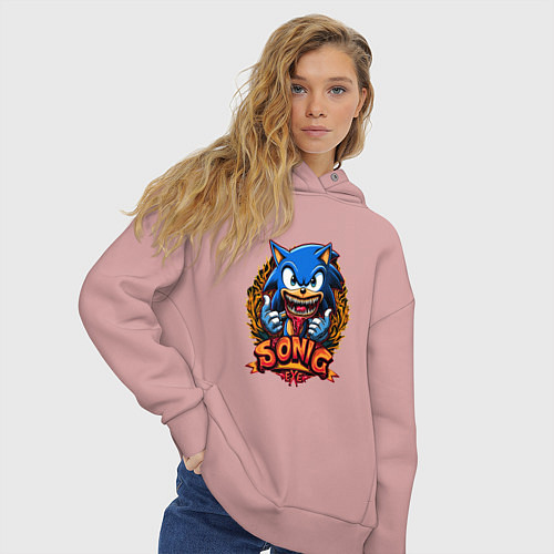 Женское худи оверсайз Sonicexe / Пыльно-розовый – фото 3