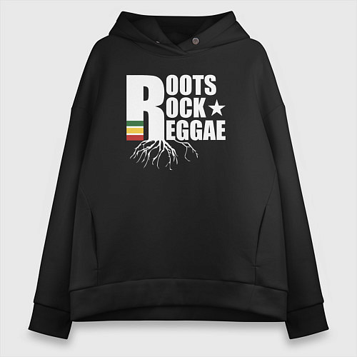 Женское худи оверсайз Roots reggae / Черный – фото 1