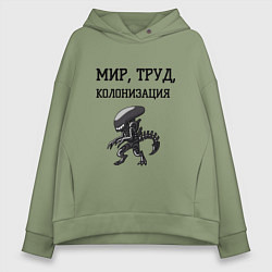 Женское худи оверсайз Мир труд колонизация