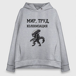 Толстовка оверсайз женская Мир труд колонизация, цвет: меланж