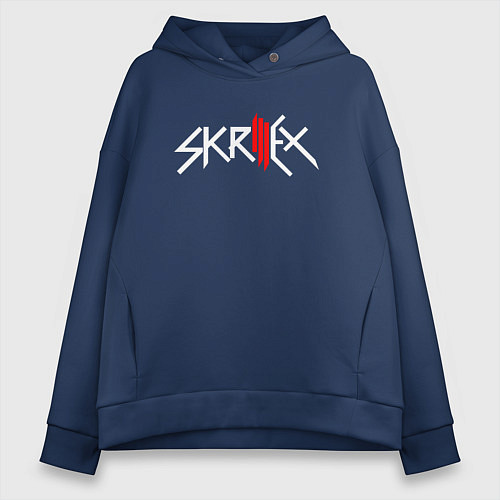 Женское худи оверсайз Skrillex - logo / Тёмно-синий – фото 1