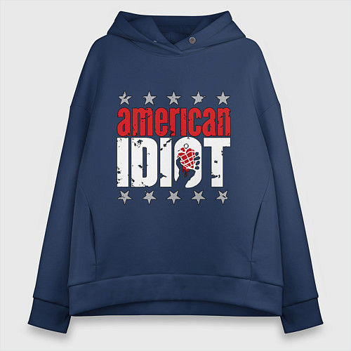Женское худи оверсайз Green Day - american idiot / Тёмно-синий – фото 1