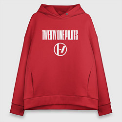 Толстовка оверсайз женская Twenty one pilots - logo, цвет: красный