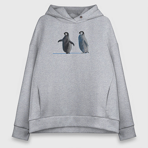 Женское худи оверсайз Пингвины пара / Меланж – фото 1