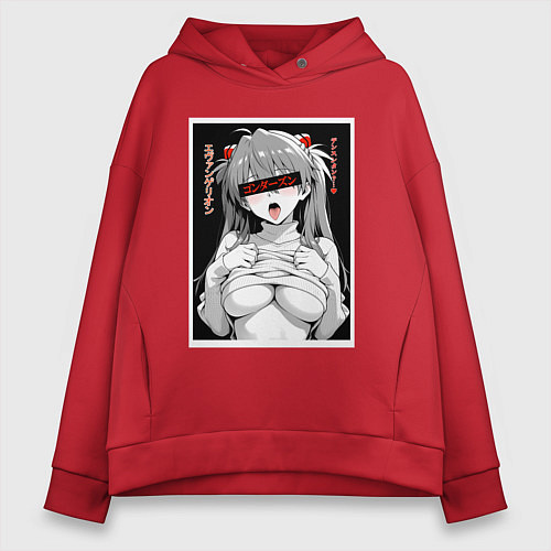Женское худи оверсайз Sexy Asuka Langley - Evangelion / Красный – фото 1