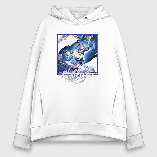 Женское худи оверсайз Серебряный Волк / Белый – фото 1