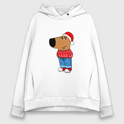 Толстовка оверсайз женская Чиловый парень- новогодний, цвет: белый