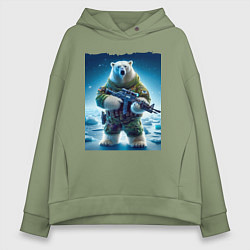 Толстовка оверсайз женская Polar bear - special forces, цвет: авокадо