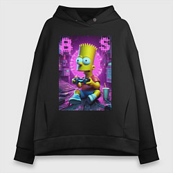 Толстовка оверсайз женская Bart Simpson - cool gamer, цвет: черный