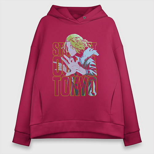 Женское худи оверсайз Токийские мстители Мандзиро Сано неон / Маджента – фото 1