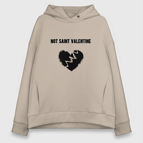 Женское худи оверсайз Not saint valentine / Миндальный – фото 1