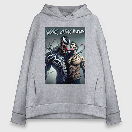 Женское худи оверсайз Eddie and Venom - ai art fantasy / Меланж – фото 1