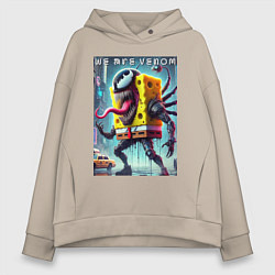 Толстовка оверсайз женская Bob-Venom - cyberpunk, цвет: миндальный