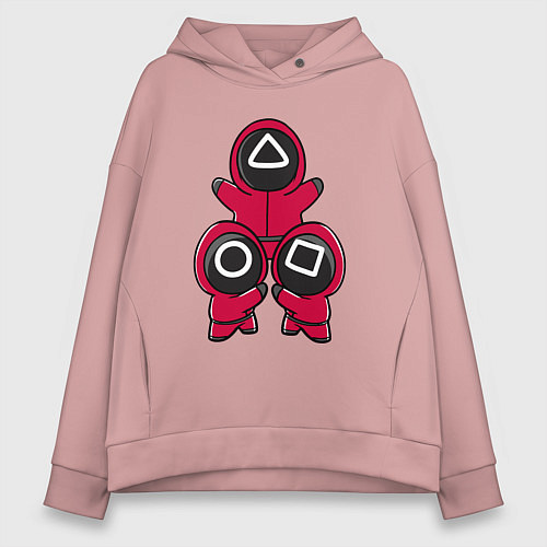 Женское худи оверсайз Squid game little men / Пыльно-розовый – фото 1
