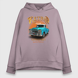 Толстовка оверсайз женская Ретро гараж и автомобиль Chevrolet Apache, цвет: сиреневый