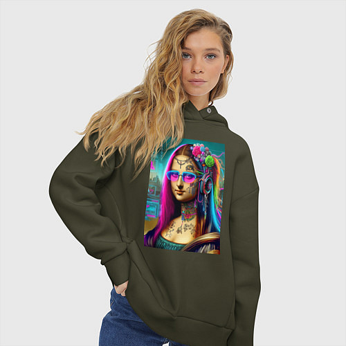 Женское худи оверсайз The Gioconda of our days is eclectic / Хаки – фото 3