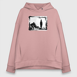 Толстовка оверсайз женская Путешествия по тропам, цвет: пыльно-розовый