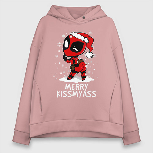 Женское худи оверсайз Deadpool - merry kiss my ass / Пыльно-розовый – фото 1