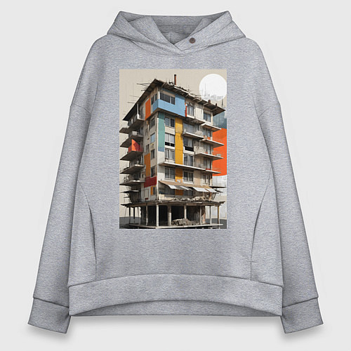 Женское худи оверсайз Старая панелька / Меланж – фото 1