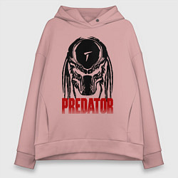 Толстовка оверсайз женская Хищник - шлем, цвет: пыльно-розовый