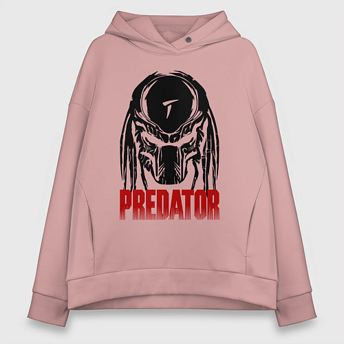 Женское худи оверсайз Хищник - шлем / Пыльно-розовый – фото 1