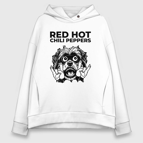 Женское худи оверсайз Red Hot Chili Peppers - rock dog / Белый – фото 1