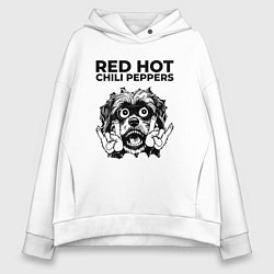 Толстовка оверсайз женская Red Hot Chili Peppers - rock dog, цвет: белый