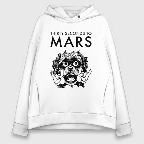 Женское худи оверсайз Thirty Seconds to Mars - rock dog / Белый – фото 1