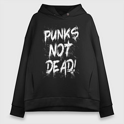 Толстовка оверсайз женская Punk not dead, цвет: черный