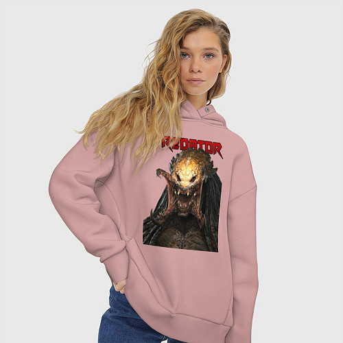 Женское худи оверсайз Predator scream / Пыльно-розовый – фото 3