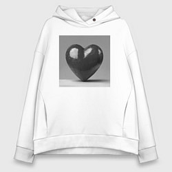 Толстовка оверсайз женская Большое чёрное сердце, цвет: белый