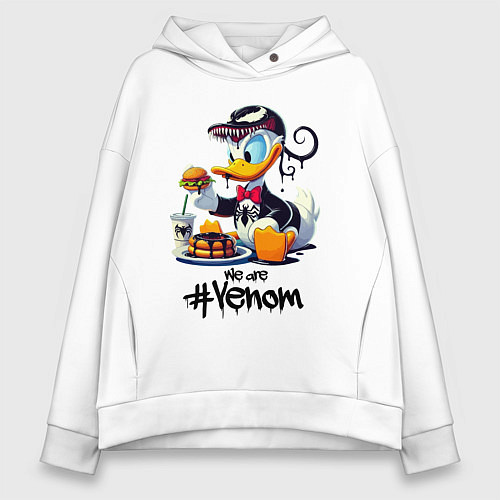 Женское худи оверсайз Venom-Duck and fastfood / Белый – фото 1