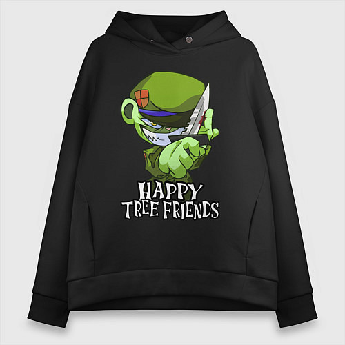 Женское худи оверсайз Happy three friends - Flippy / Черный – фото 1