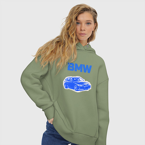 Женское худи оверсайз Blue bmw / Авокадо – фото 3
