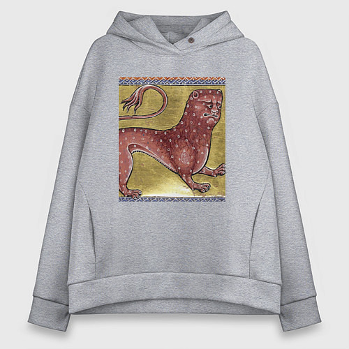 Женское худи оверсайз Страдающее средневековье зверек мем / Меланж – фото 1